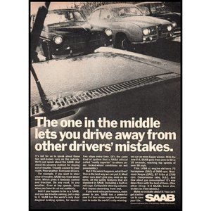 1967 Saab 96 Winter Snow Storm Vintage Print Ad V-4 Engine Sweden Wall Art Photo